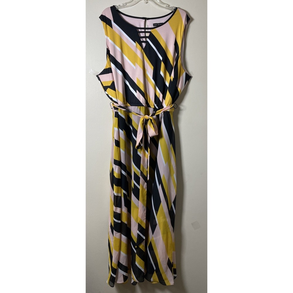 Lane Bryant Maxi Dress Womens Plus 26 Striped Modern Tie Work Office Cocktail